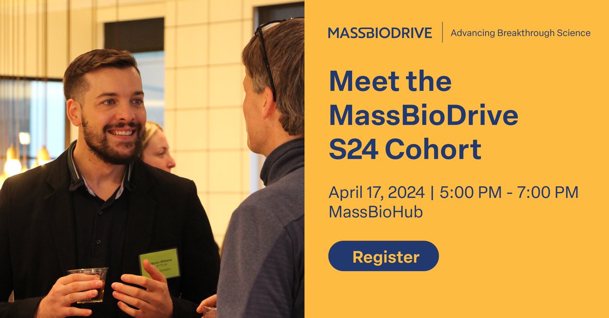 Join us for the Spring 2024 #MassBioDrive Cohort Mixer on April 17 in the #MassBioHub! Meet this talented group of innovators: DoriNano, Inc., Hestia Therapeutics, Koi Biotherapeutics, Nucyrna Therapeutics, and Sphinxion Therapeutics. Register: massbio.org/events/listing…