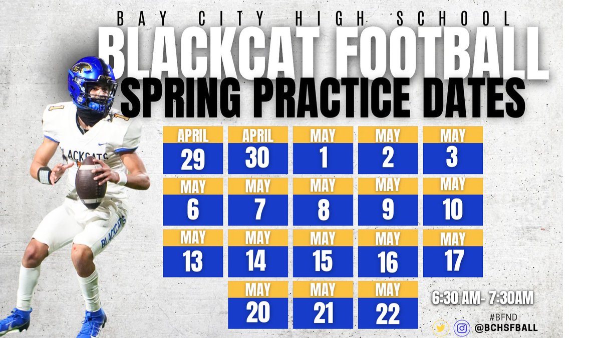 Check out our Spring Practice Dates! #BFND