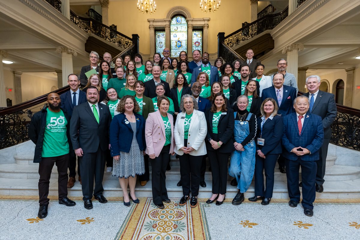 MassGovernor's tweet photo. This year, we mark 50 years of @SamaritansHope in MA and being there for people in their hardest moments. 

Mental health is health and it’s a priority for our administration. Grateful for your partnership and the next 50 years of compassion, understanding and connection.