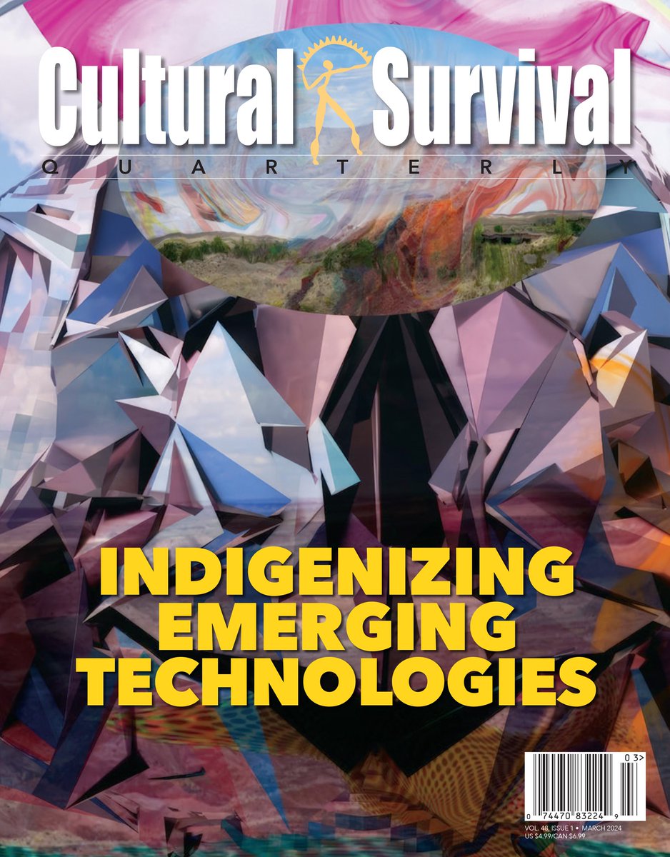 Our latest #CulturalSurvivalQuarterly issue highlights Indigenous-led research initiatives integrating Traditional Knowledge systems into developing and applying emerging technologies, ensuring alignment with Indigenous values, needs, and priorities. culturalsurvival.org/publications/c…