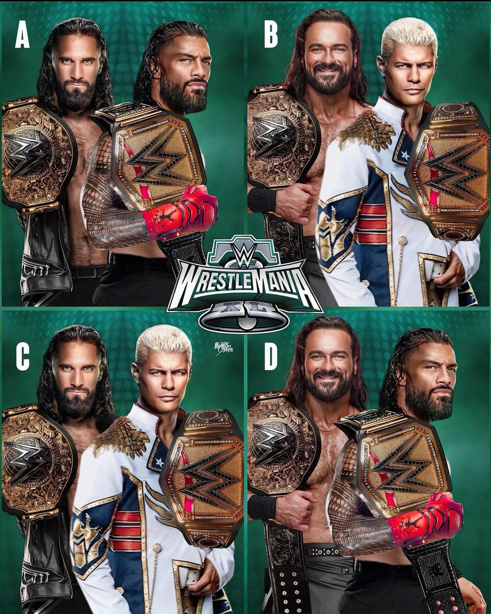Which set of world champions do we want after #WrestleMania? 🎨 @Perales_Edits