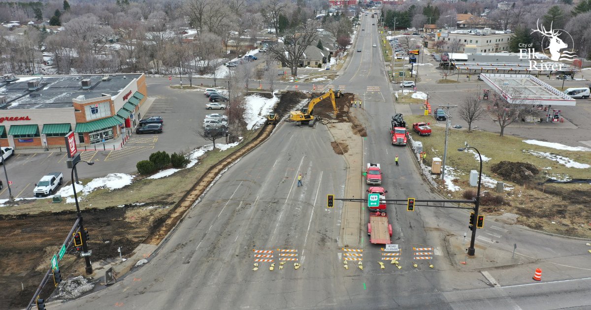 Construction has begun! 🛑
Main St. on the west side of Hwy 169 is officially closed. Those looking to access Carsen Ave. businesses will need to take Hwy 10 or Gates Ave. The east side of Hwy 169 at Main St. will remain open for the time being. @MnDOT