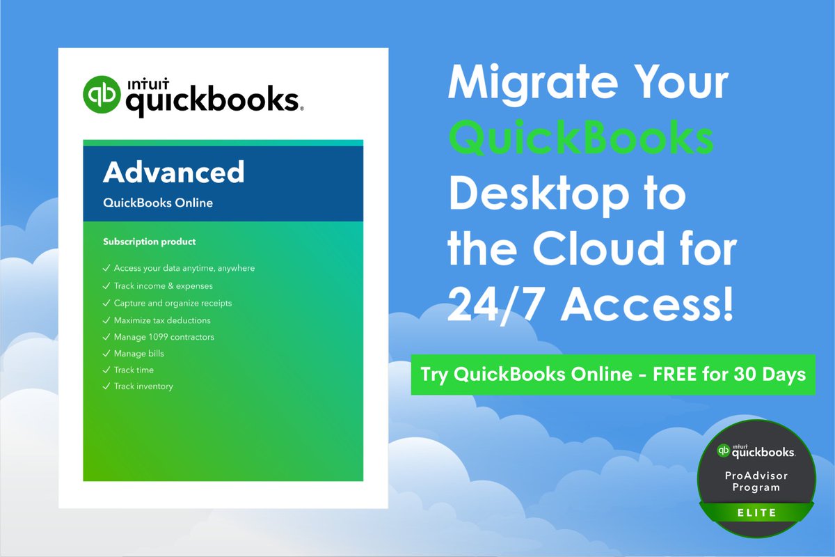 Are you looking to migrate @QuickBooks Desktop to the cloud with QuickBooks Online? Let VARC Solutions do it for you! We'll save you 30% for 12 months on your QBO account and migrate your data. Call us at 281-412-6914 or visit us at ow.ly/PQCg50KZRxO #quickbooks #qbo