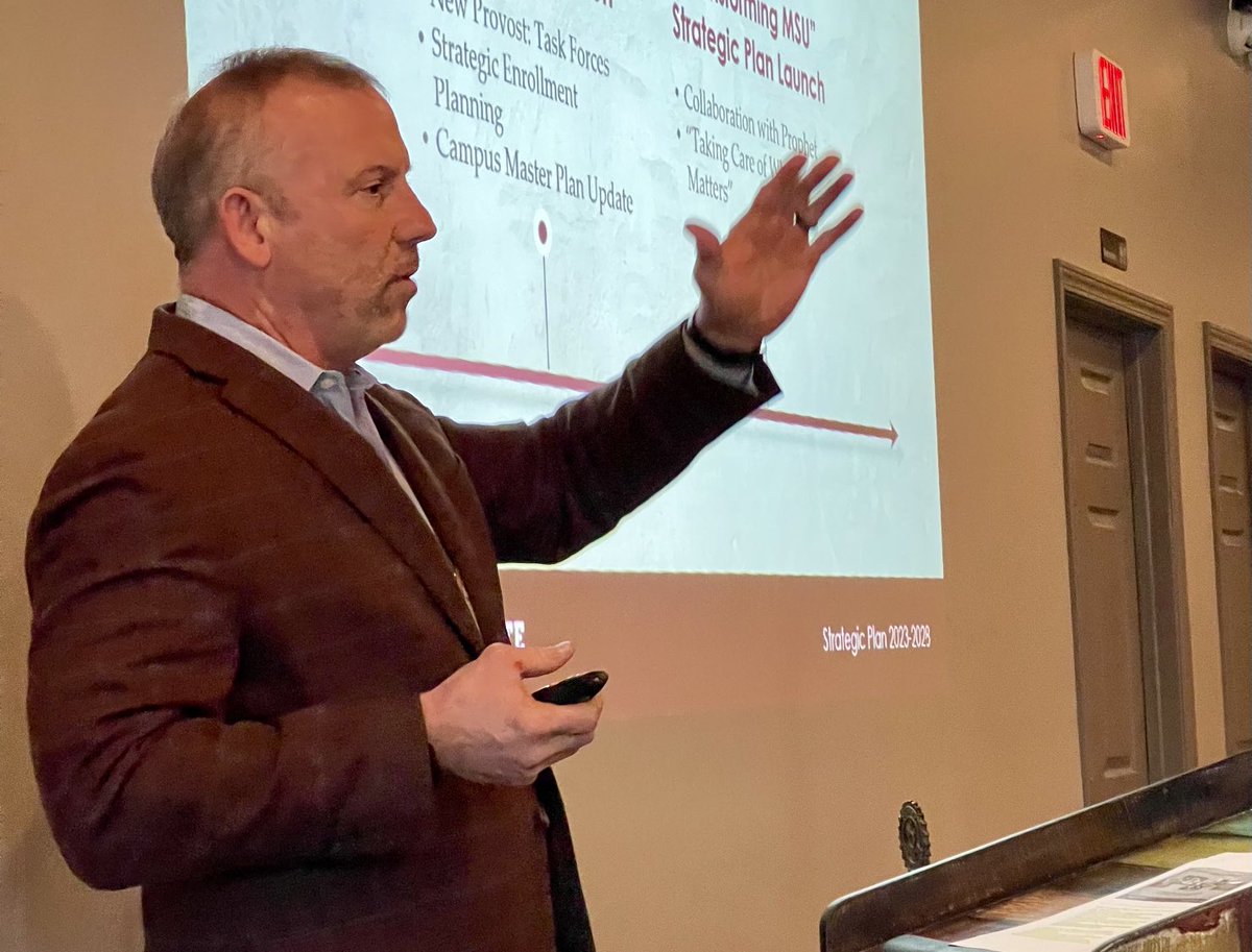 sidsalter's tweet photo. Starkville Rotarians heard a presentation from Miss. State University Vice Provost Brent Fountain on the land-grant university’s transformation strategic plan. Fountain is a former Starkville Rotary Club president. https://t.co/G5huFARlGc