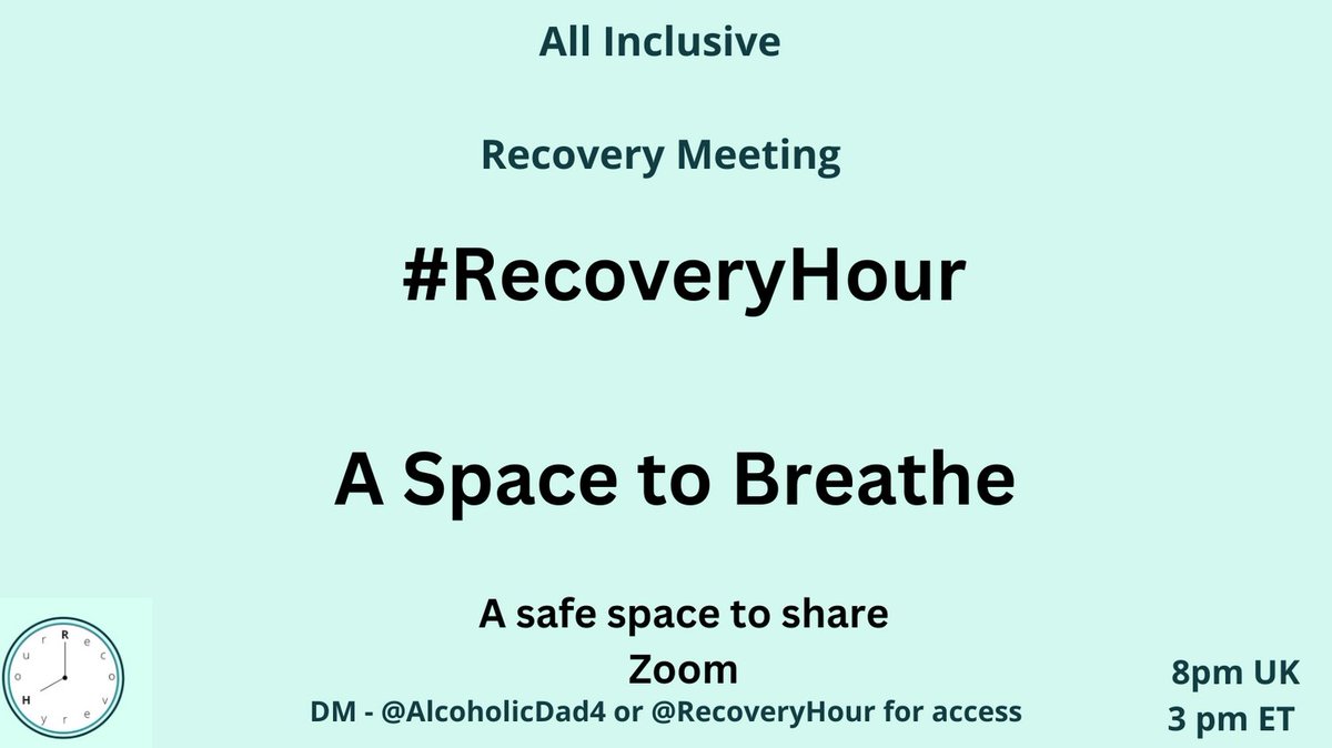 AlcoholicDad4's tweet photo. #Recoveryposse
Monday #Recoveryhour all inclusive meeting for all who seek #recovery
Humour - An essential part of recovery
We have a light hearted look at how dark humour brings us closer
#recoveryhour
Back to Normal Time - 3PM ET https://t.co/BN7y3VezNY
