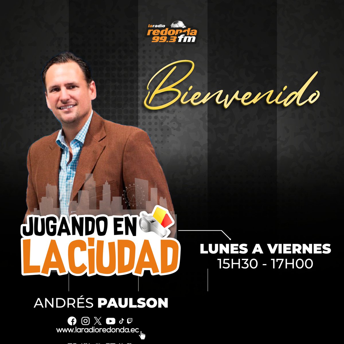 LaRadioRedonda's tweet photo. 𝗡𝗢𝗦 𝗥𝗘𝗙𝗢𝗥𝗭𝗔𝗠𝗢𝗦 👌⚽

¡Bienvenido, @andrespaulson, a #LaHegemónica 😎! De lunes a viernes en #JugandoEnLaCiudad 🌆🤝 (15h30-17h00) en la 99.3 FM Guayas ¡No te lo pierdas! 💯💥

#YoSoyLaRadioRedonda 📻 https://t.co/gqrkZftdO6