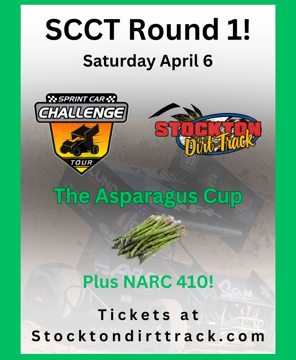 Ready to start the SCCT 360 season this Saturday in Stockton alongside NARC 410. 

Hope to see a packed house to help christen the newly renovated surface.

The race is the official kick-off to the San Joaquin Asparagus Festival that takes place the following week.