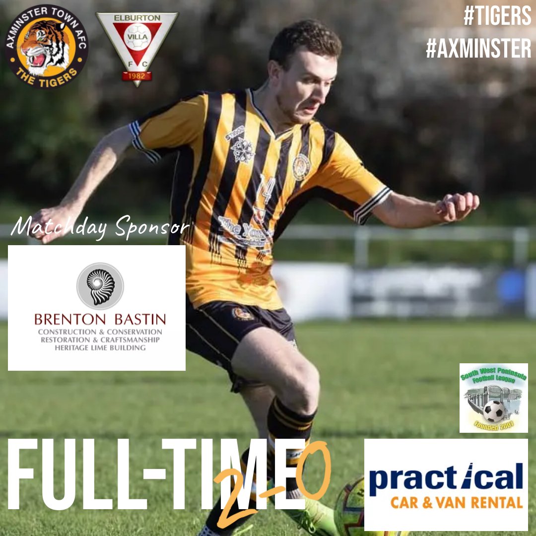 Axminstertownfc's tweet photo. Full-time here at Tiger Way, and it's a 2-0 win vs @ElburtonVilla Wishing Elburton the best for their remaining games. Thank you, Brenton Bastin Construction, for your support.
โฝ๏ธ Jamie Price
โฝ๏ธ Craig Veal
#Tigers ๐
#Axminster ๐งก #CoyTigers โฝ๏ธ
@swsportsnews @swpleague https://t.co/uOmrYoP2fG