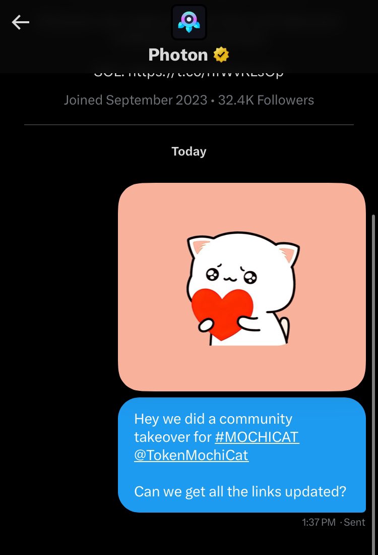 Hey @tradewithPhoton Check your DMs - #MOCHICAT Community ❤️