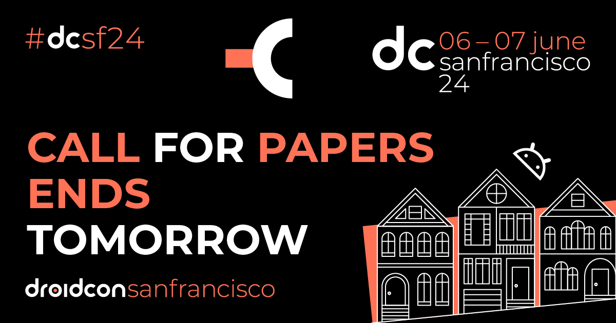 🚨LAST day to submit your #dcsf24 talk! 🚨 Time is ticking ⏰ Submit your #Android or #Flutter talk proposals – share your insights, experiences, & innovations with the vibrant #AndroidCommunity – don't miss out! Submit here: sessionize.com/droidcon-san-f…