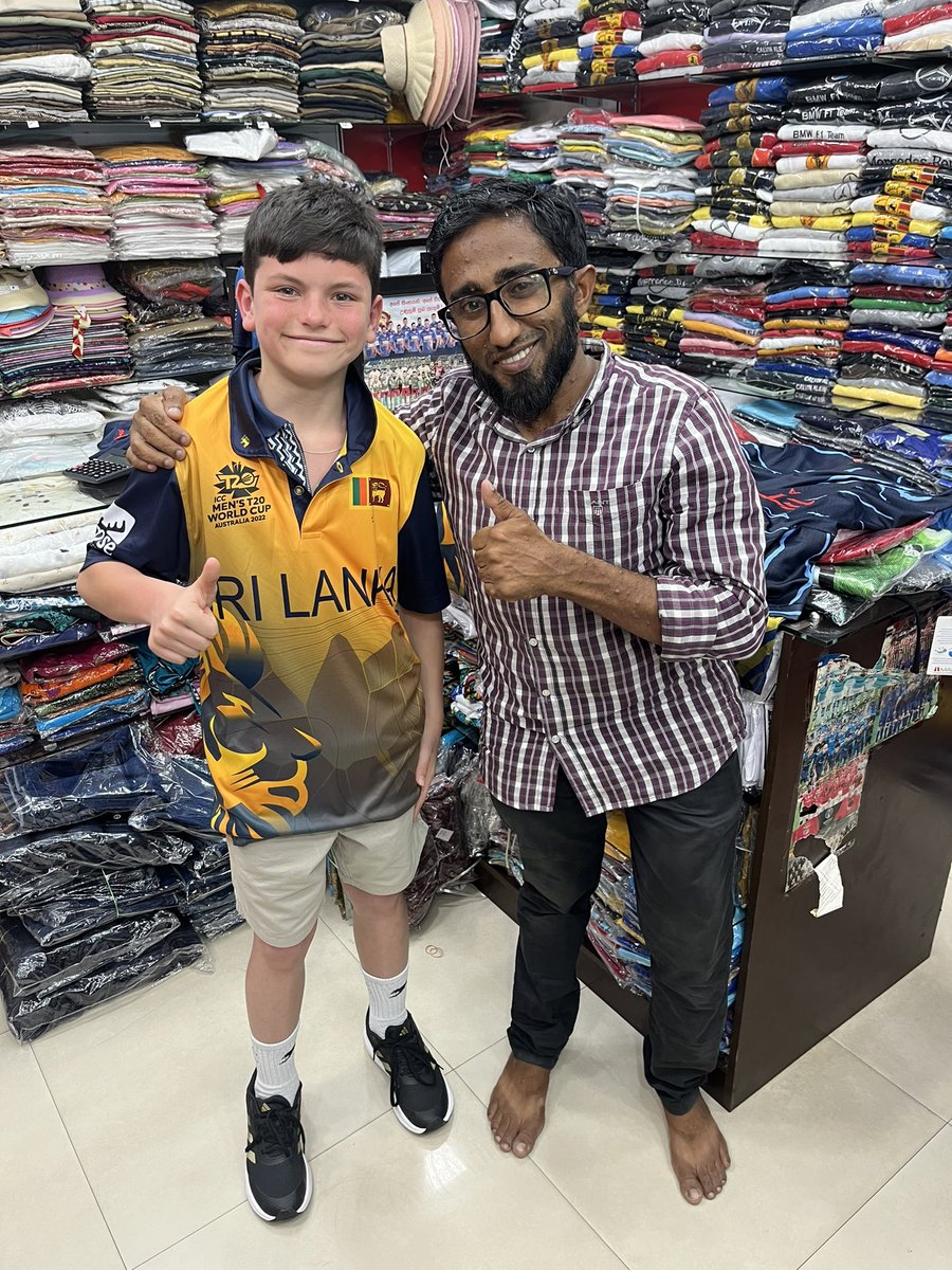 Spending his birthday money in Sri Lanka on the only thing he ever wants. 🏏 👕 #cricketobsessed #wicketkeepr #batter #familyfuntimes #shaunyboy