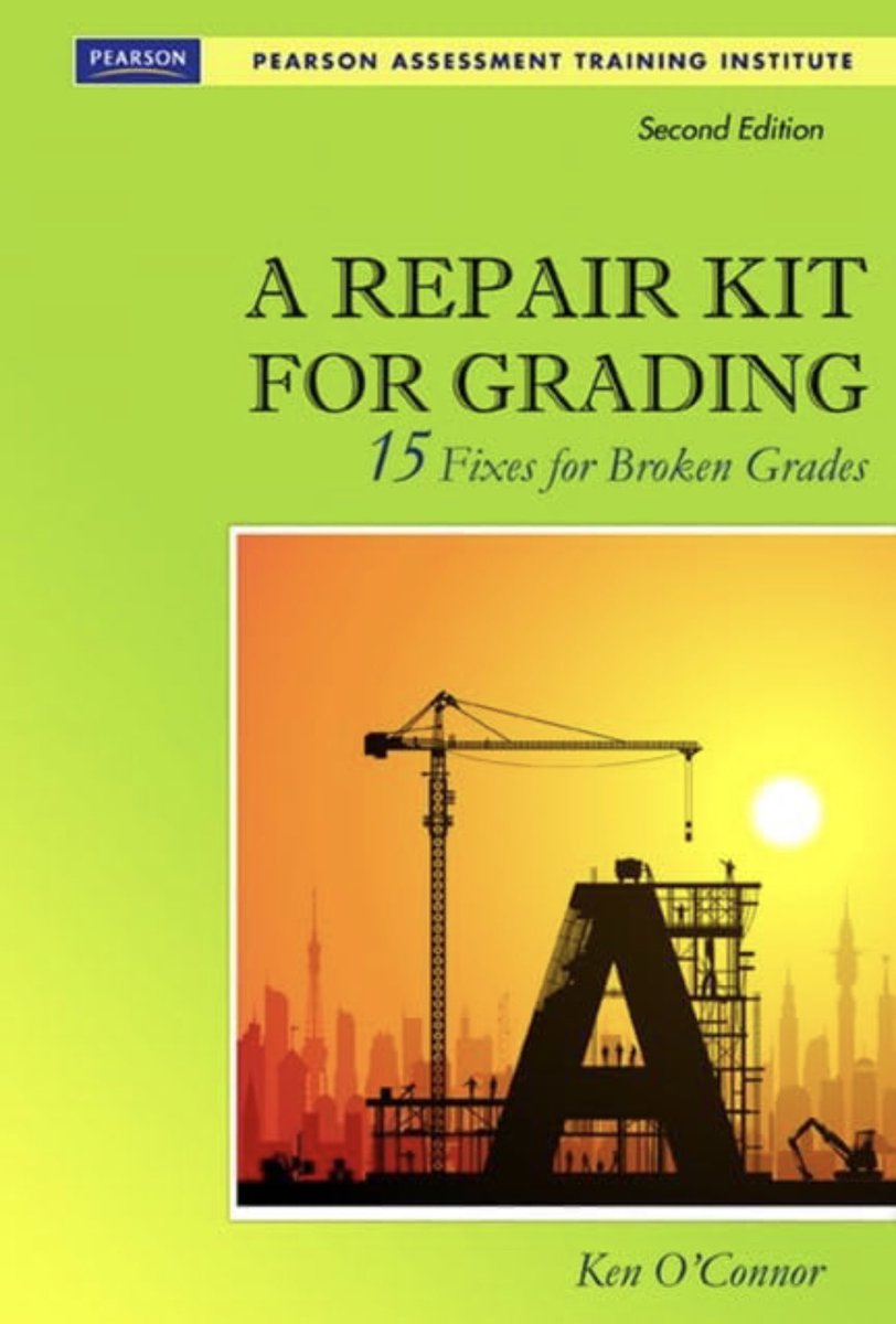 If more educators carried around @kenoc7’s slender book A Repair Kit for Grading, grading practices would be in a much better state in our country. I don’t know of a concise text (just over 100 pgs) that does as much to guide teachers in grading reform. 💯👍