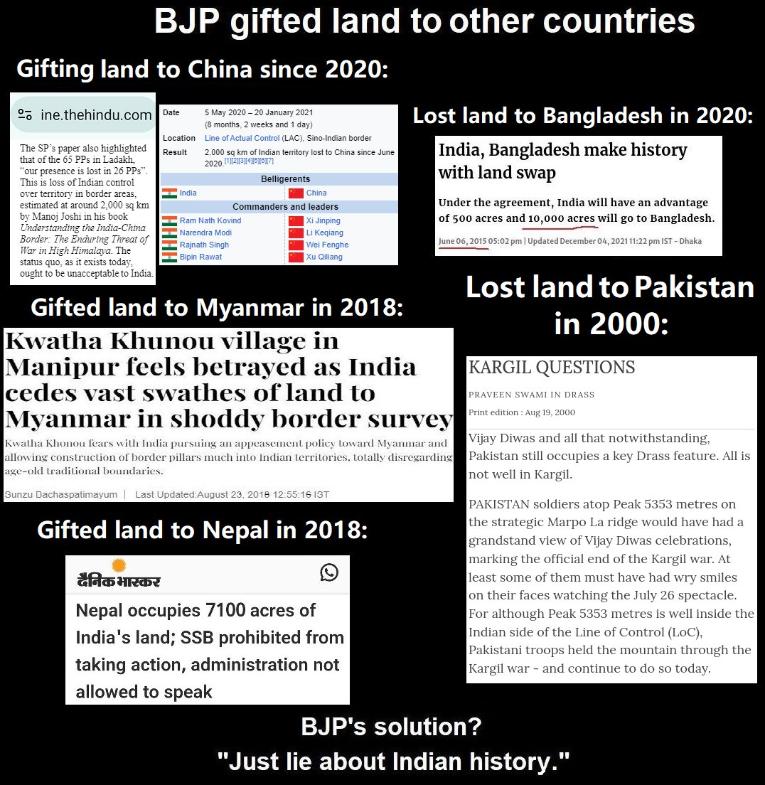the_mighty_mr's tweet photo. @INCIndia धोखेबाज BJP ने भारतीय जमीन दान में दी है चीन, पाकिस्तान, नेपाल, बांग्लादेश और म्यांमार को। https://t.co/l42qbkVPsz