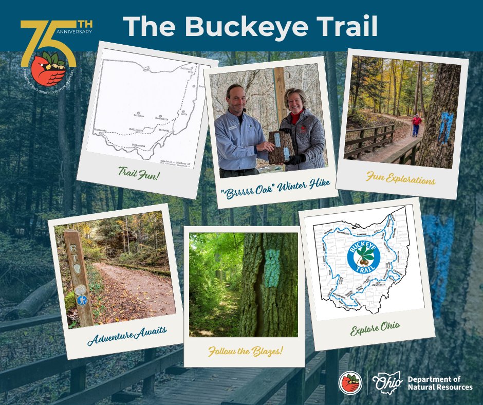 In 1958, ODNR's Merrill Gilfillan proposed The Buckeye Trail to get young people to slow down & enjoy the native land. @hikethebt has evolved into a state-designated trail that journeys 1,400+ miles to all four corners of Ohio as you Follow the Blue Blazes of the Buckeye Trail.