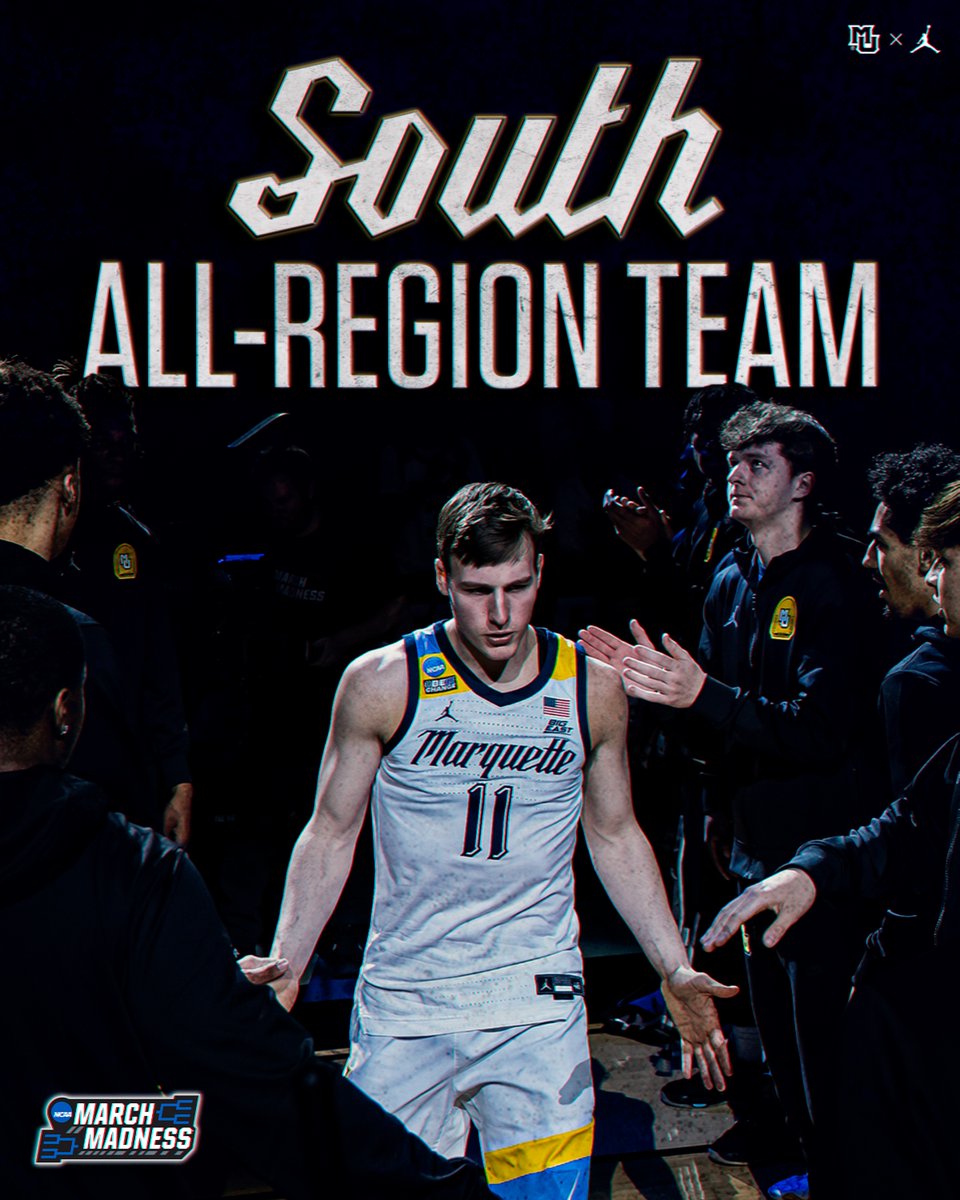 South All-Region Team honors for @KolekTyler 3 Games back from injury 18.7 PTS on 57.5% FG 8.3 AST 7 REB #MUBB | #MarchMadness