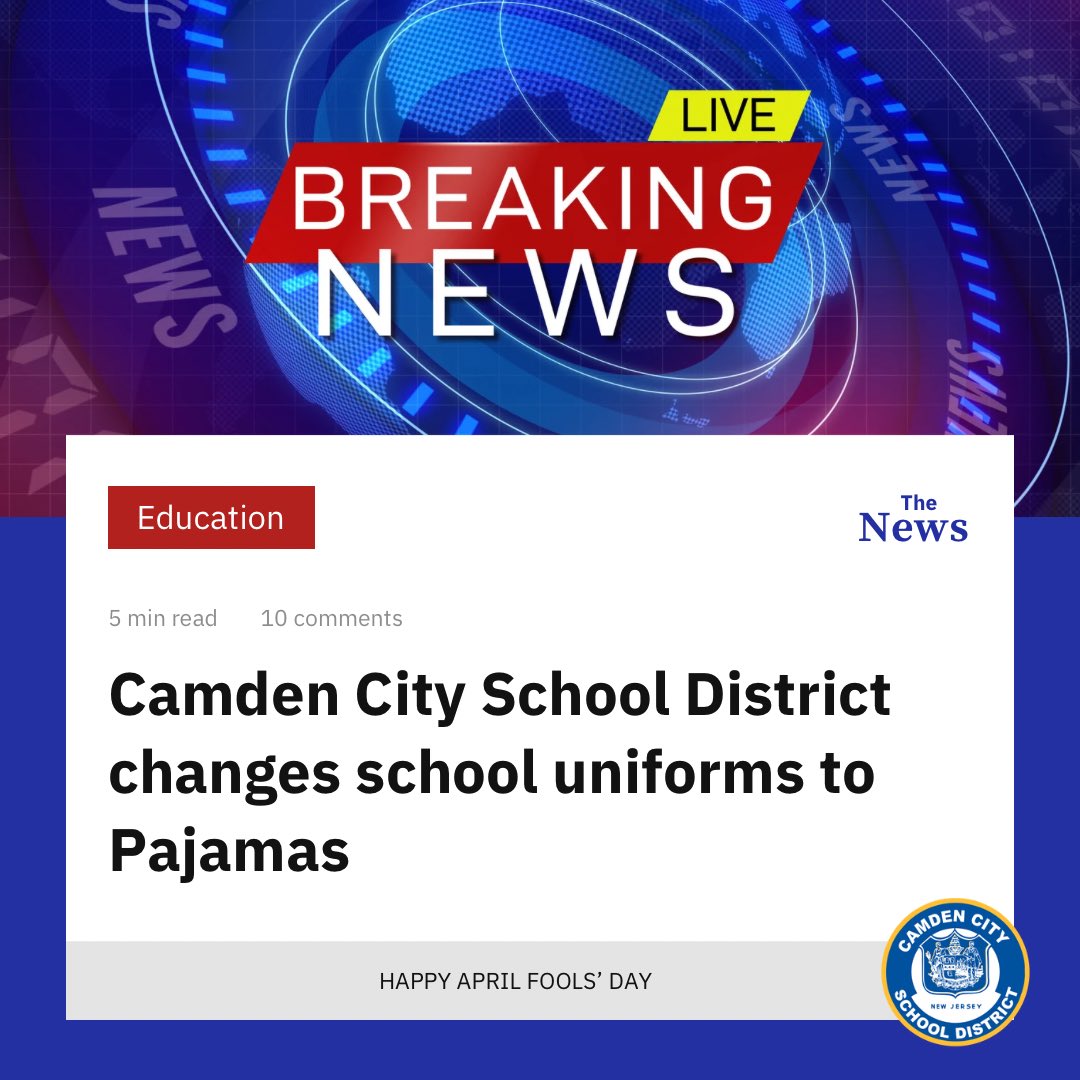 #ccsdspotted

Exciting news at CCSD: say goodbye to uniforms and hello to pjs! 

To support better sleep habits and ensure maximum comfort during the day, students and staff are encouraged to wear their favorite pajamas to school.

Happy April Fools’ Day!