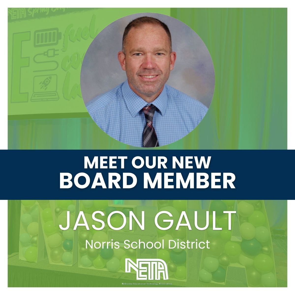 Let's give a big #yourNETA welcome to one of our newest board members, Jason Gault from Norris School District!