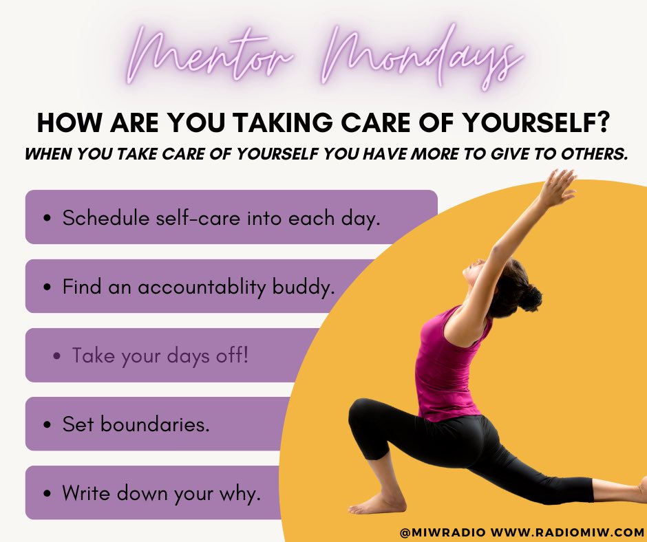 Happy Mentor Monday and happy 1rst day of April! Are you taking care of yourself?? Check out this post and use this as a reminder to take care of YOU! #MIWRadio #MentoringInspiringWomen