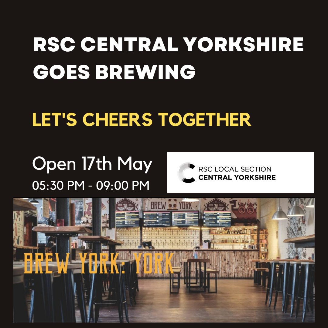 RSC Central Yorkshire Goes Brewing Our RSC section is glad to invite all our RSC members to participate in our trip to Brew York for a Tour and some nibbles. The tour and refreshments will be subsidised for the benefit of our members. Book Now: rsc.org/events/detail/…