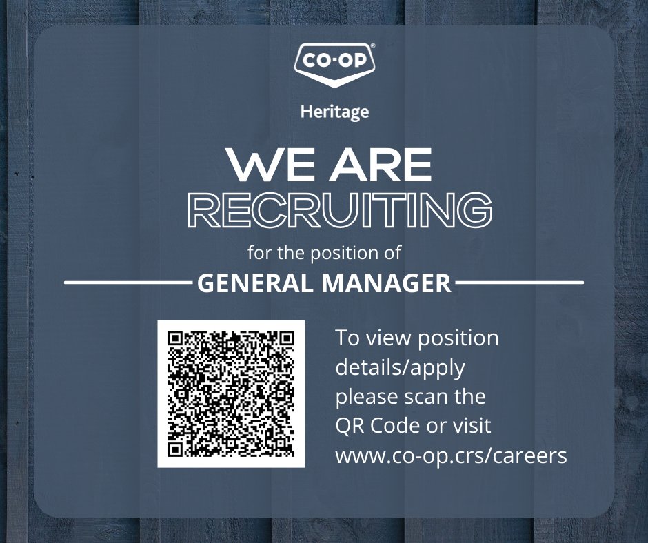 Heritage Co-op is recruiting for the position of General Manager. To view position details/apply please scan the QR code or visit: recruiting.ultipro.ca/FED5000CRS/Job…