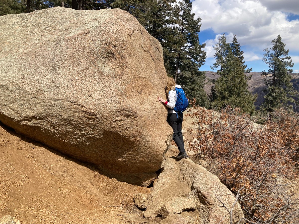 A site visit to Barr Trail #620 was recently conducted. A very large boulder has slid onto the trail approximately 1.5 miles from the trailhead. Manitou Incline traffic coming down Barr Trail will encounter the boulder. The trail is still open for public use.