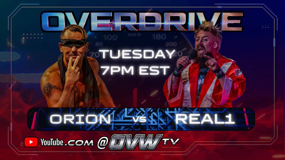 Get ready! Tomorrow 7pm EST a new episode of #OVERDRIVE drops on #YouTube. Angelica Risk takes on Leela Feist Orion squares off against Real1 Plus, Tony Evans and Jay DeNiro sit down for an interview with Bryan Kennison. Don't miss it! 🚀🎥 #NewEpisode #prowrestling