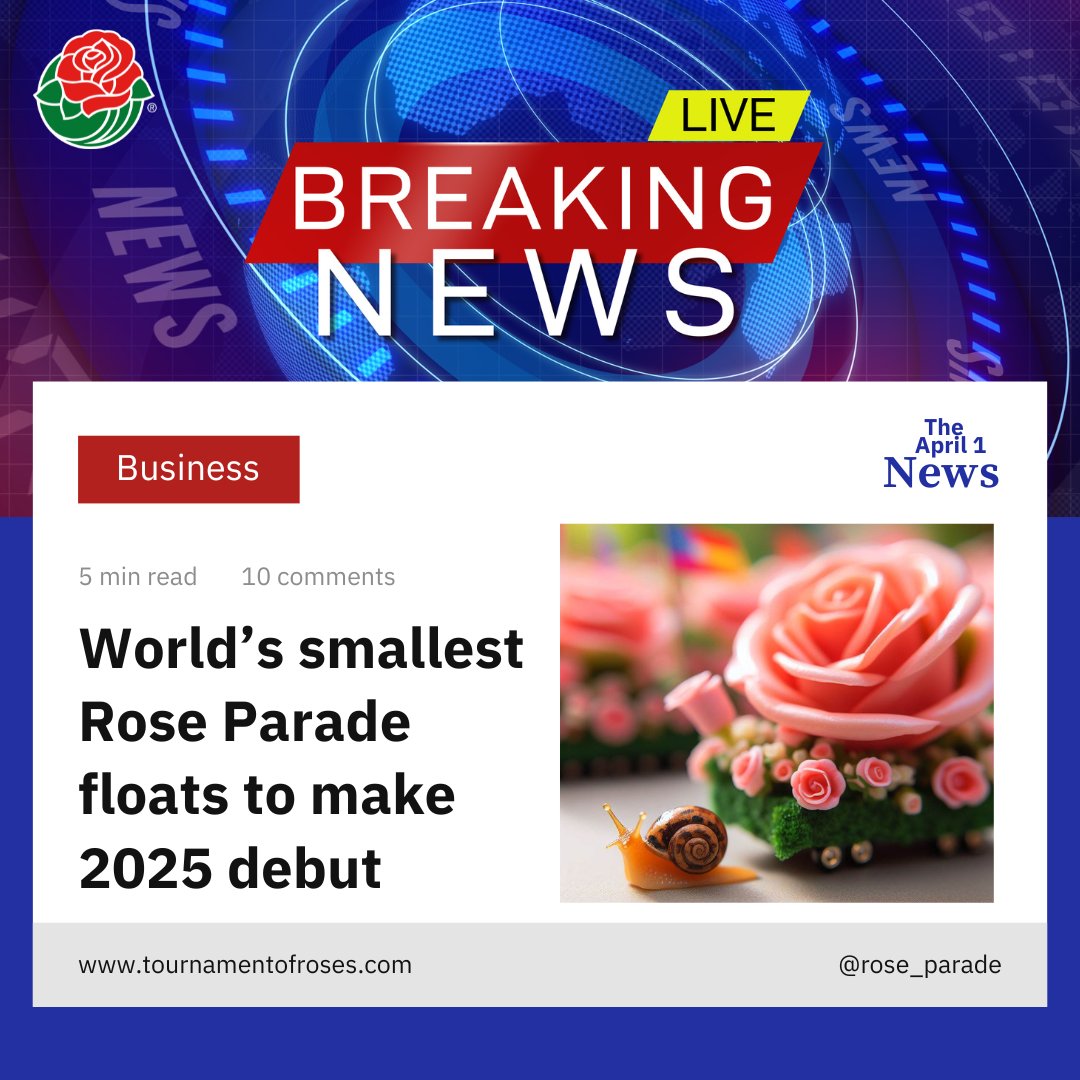 With time and space at a premium, we realize that bigger is not always better. We’re thrilled to debut the world’s smallest Rose Parade floats.🐌 Float applications OPEN – email aprilfools@tournamentofroses.com < image of snail generated with AI >