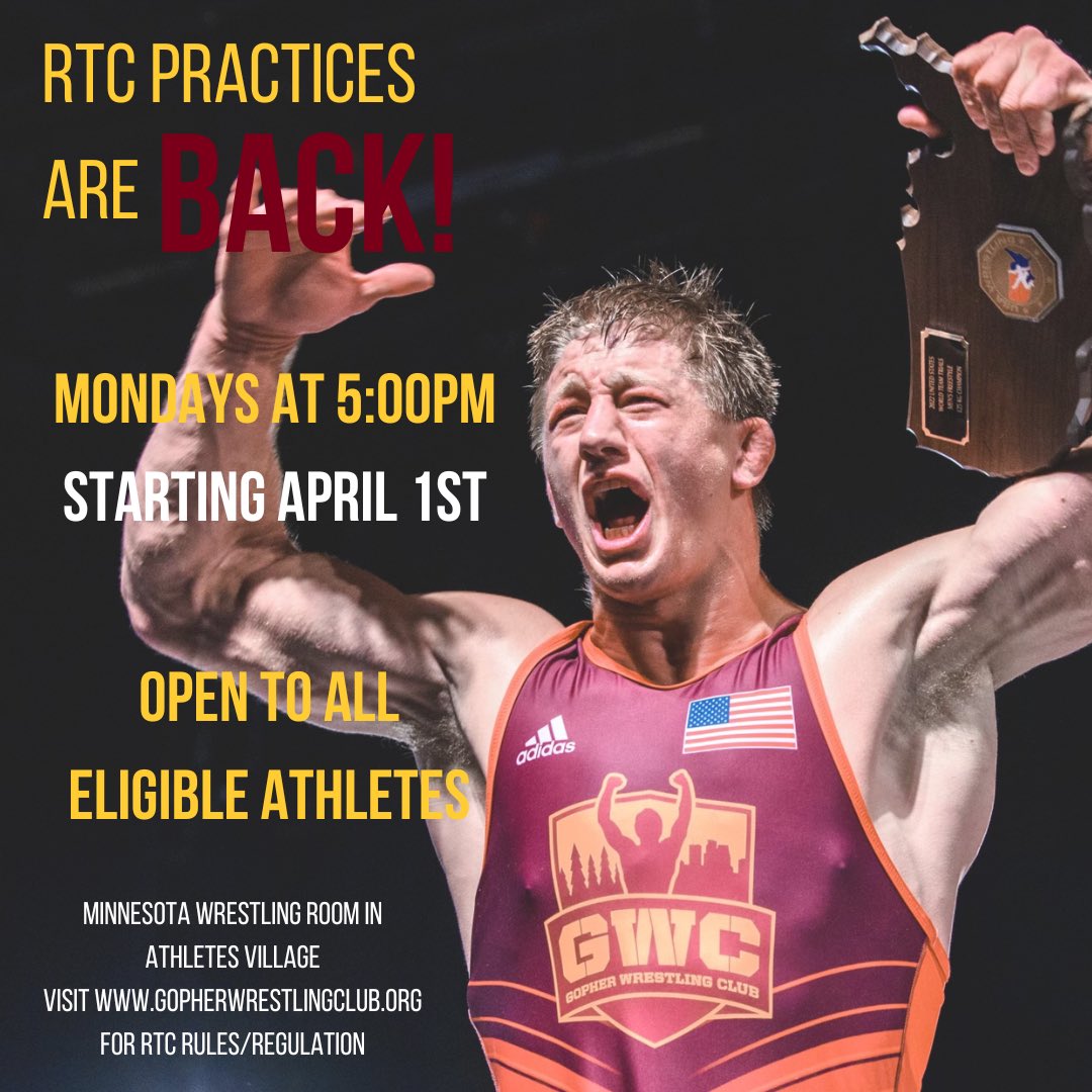 Club practices are back in session! Starting April 1st, we will host practices open to eligible athletes on Mondays at 5pm CT. 

ELIGIBILITY REQUIREMENTS: 
http:// content.themat.com/CoachesCorner/…