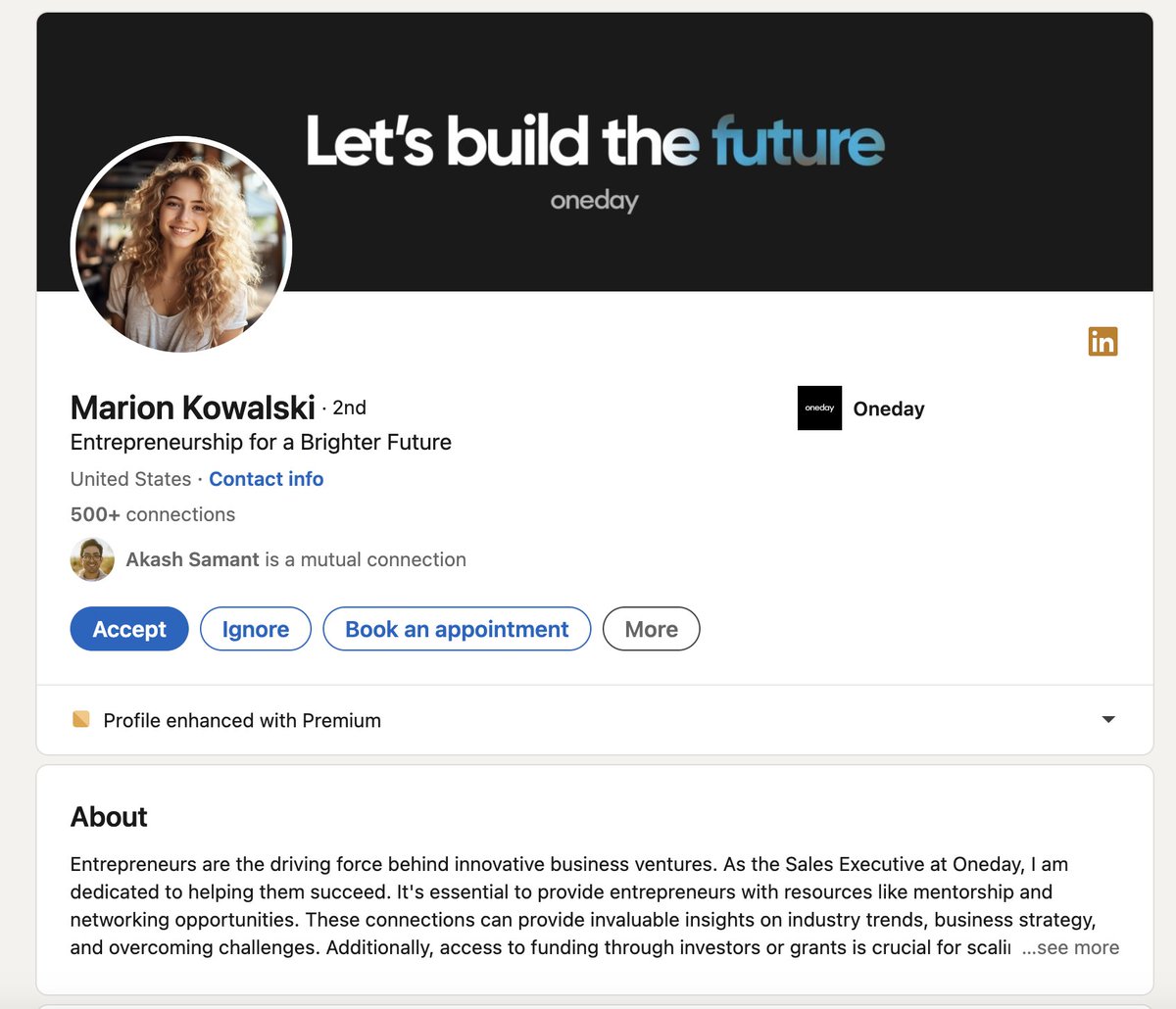 FastowMatthew's tweet photo. Has anyone else noticed the rise in obviously AI-generated LinkedIn profiles? https://t.co/eteq0ZHSiL
