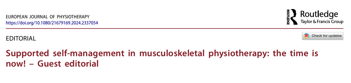 Just published in the European Journal of Physiotherapy:

𝐒𝐮𝐩𝐩𝐨𝐫𝐭𝐞𝐝 𝐬𝐞𝐥𝐟-𝐦𝐚𝐧𝐚𝐠𝐞𝐦𝐞𝐧𝐭 𝐢𝐧 𝐦𝐮𝐬𝐜𝐮𝐥𝐨𝐬𝐤𝐞𝐥𝐞𝐭𝐚𝐥 𝐩𝐡𝐲𝐬𝐢𝐨𝐭𝐡𝐞𝐫𝐚𝐩𝐲: 𝐭𝐡𝐞 𝐭𝐢𝐦𝐞 𝐢𝐬 𝐧𝐨𝐰!

tandfonline.com/doi/full/10.10…

#GlobalPT
@WorldPhysio1951 @IFOMPT @KNGF_Fysio