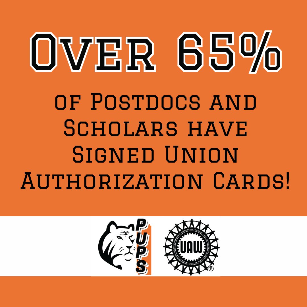 We're excited to announce that a super-majority of all postdocs at Princeton have signed in support of forming a union!