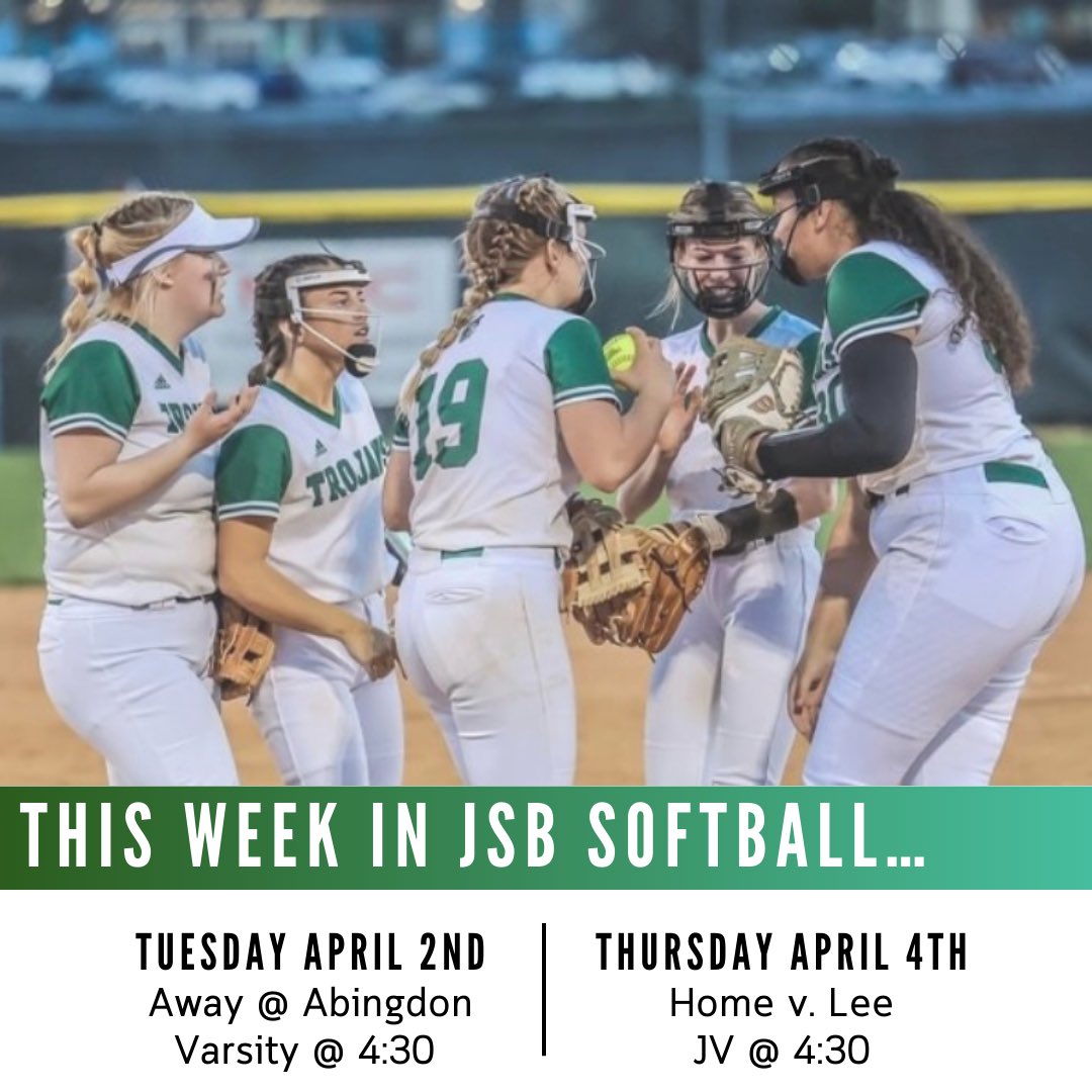 Come out tomorrow to support us as we travel to cross-county rivals the Lady Falcons in Abingdon with Varsity beginning at 4:30. You’ll have another chance to catch us in action Thursday on Battle Hill against the Lee High Lady Generals with JV starting at 4:30.🥎💪🏼 #makeaway