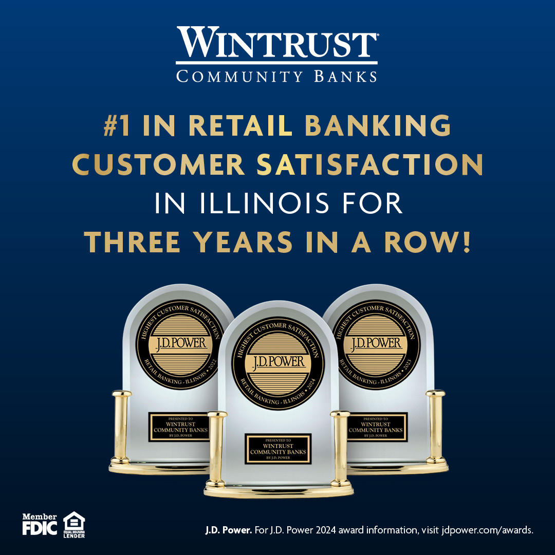 Good things come in threes: Wintrust Community Banks has been ranked #1 in Retail Banking Customer Satisfaction in Illinois for three years in a row! Learn more here: bit.ly/3vrtmQO