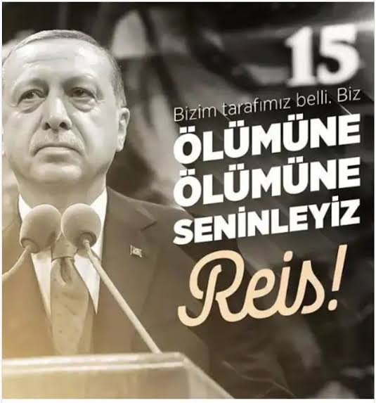 BİZİM TARAFIMIZ BELLİ. BİZ ÖLÜMÜNE ÖLÜMÜNE SENİNLEYİZ... REİS-İ CUMHUR @RTErdogan LiDERE SADAKAT ŞEREFiMiZDİR! Seninleyiz Reis / #ErdoğanınYanındayız