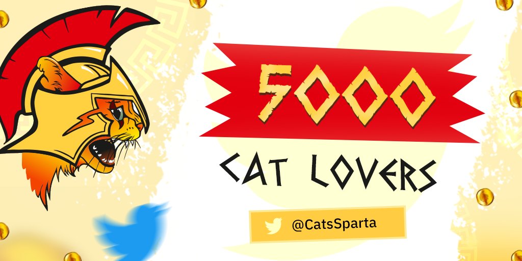 5000 cat lovers in my Twitter account 😻Thank u for your support, #SpartaCats team! We bringing a new cat era to the meme coin mentalists worldwide together 📷🐾