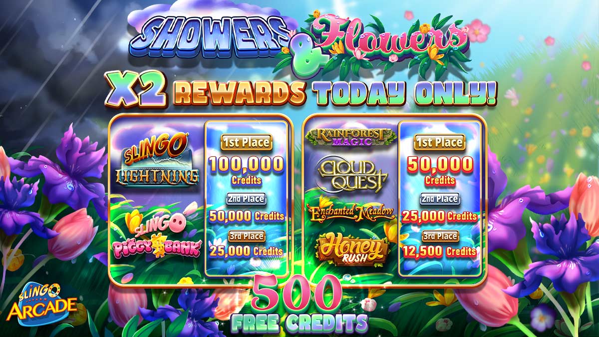 Take your 250 free credits right into the Showers & Flowers tournament while you still can.  The showers have showered and the flowers have bloomed and there is a DOUBLE REWARDS day left.  tinyurl.com/3b5kcvu8 (credits available 24 hours from posting)