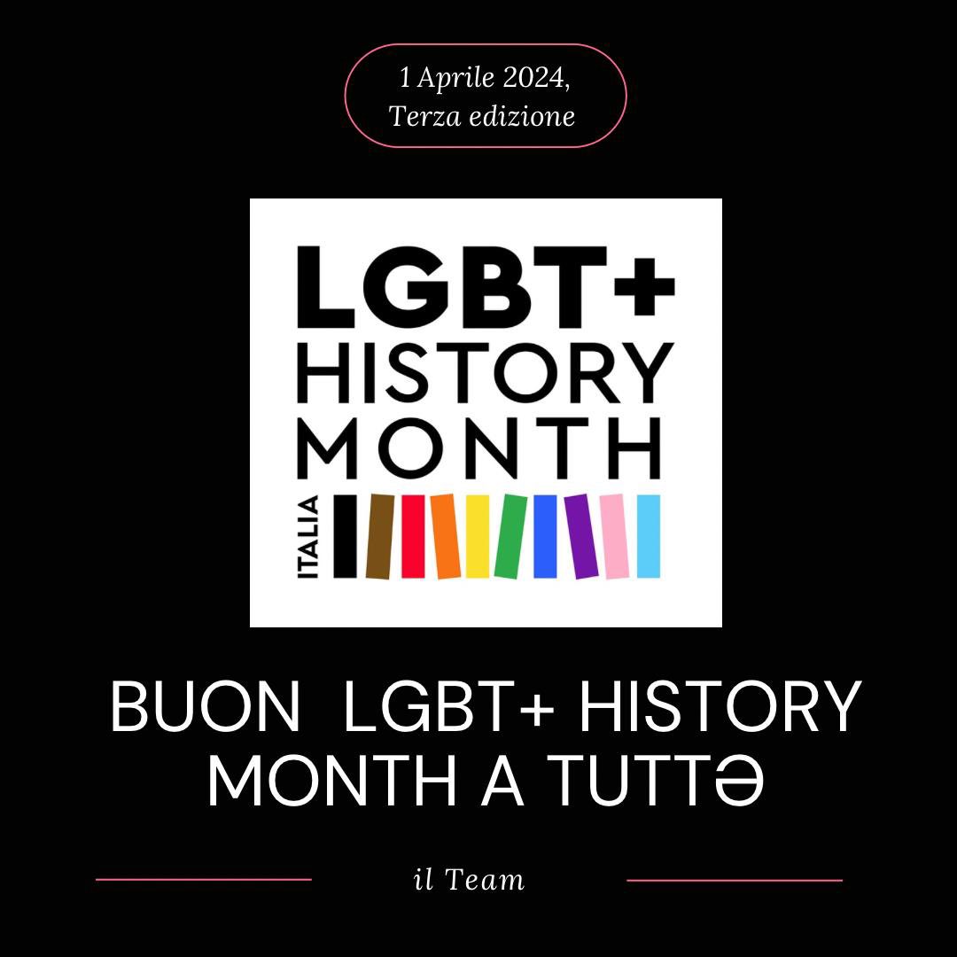 Oggi inizia la terza edizione dell' LGBT+ History Month Italia! Buon mese della STORIA LGBT+ a tutt* voi! Celebriamo insieme la nostra STORIA! Per scoprire gli eventi organizzati: lgbtplushistorymonth.it (Sito in aggiornamento) #lgbtplushistorymonthitalia