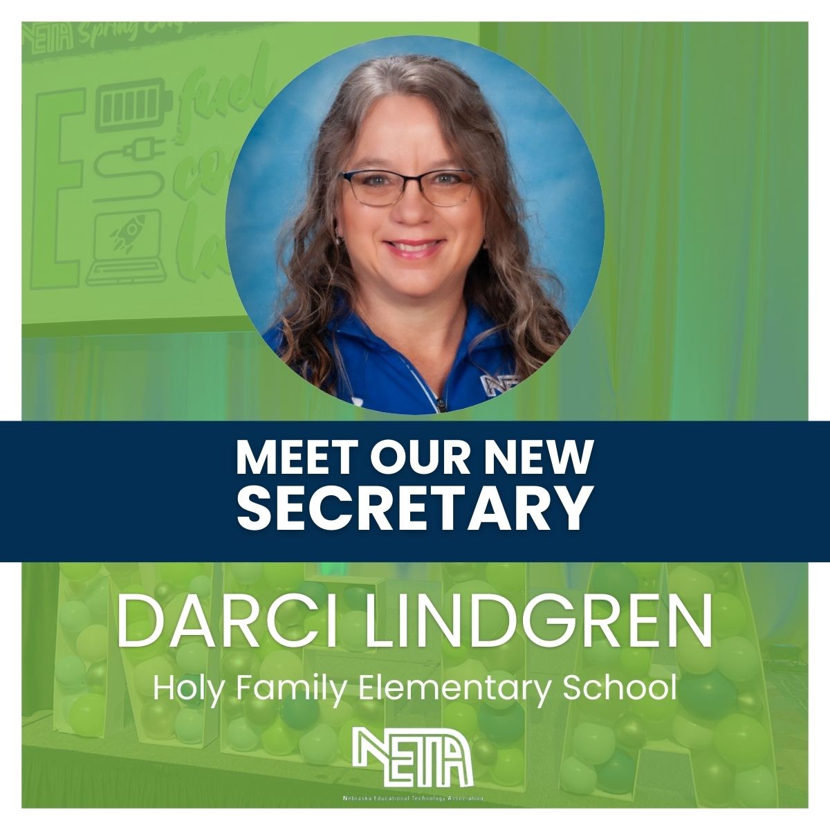 Let's give a big #yourNETA welcome back to one of our newest board members, Darci Lindgren from Holy Family Elementary School! Thank you for continuing to serve NETA members.