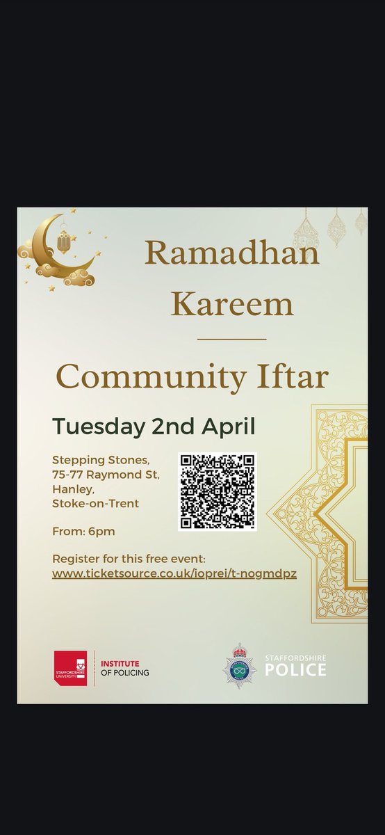 We will be hosting Community iftar with @IoPStaffs to commemorate Ramadan! #Ramadan #police #partnership #MCA #University