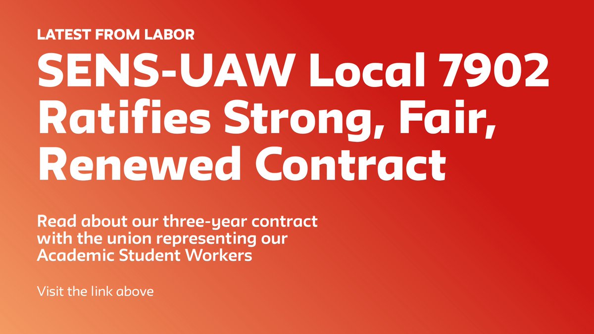 We are pleased that SENS-UAW Local 7902 ratified a strong three-year renewal contract that provides our valued Academic Student Workers with significantly increased wages, enhanced health care and dependent care benefits, and more. Details: blogs.newschool.edu/labor-relation…