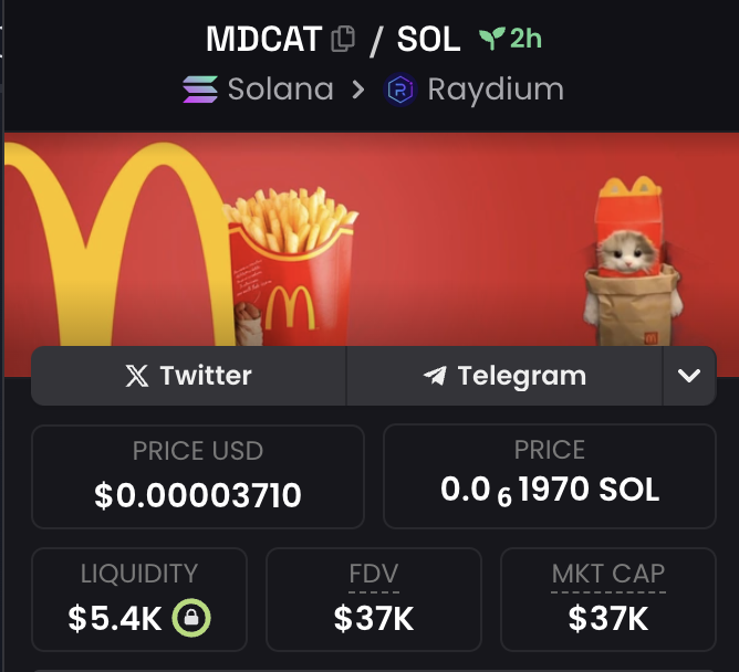 SolanaPrizes's tweet photo. @McDonaldsCatSol 

MC: $37,000
CA:5rk1LA61teEpHMPZtnXbeyHzPzEBU5a6rFc1MMrbaQ8B

It might be April fools but this is no joke https://t.co/VLcWTvl50t