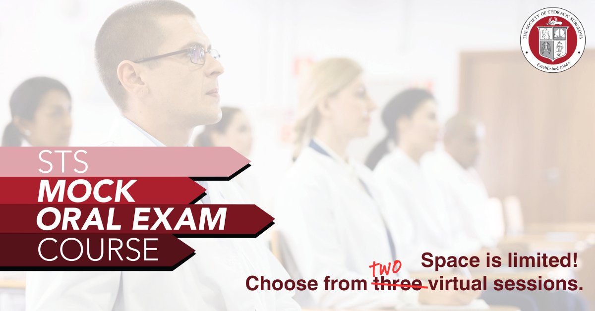 Don't be intimidated by the oral Board exam! Prep for it with the STS Mock Oral Exam Course. Choose from two virtual sessions in April. STS members receive a discount, plus priority is given to those taking the oral boards this June. Register now: bit.ly/3wW3tsJ