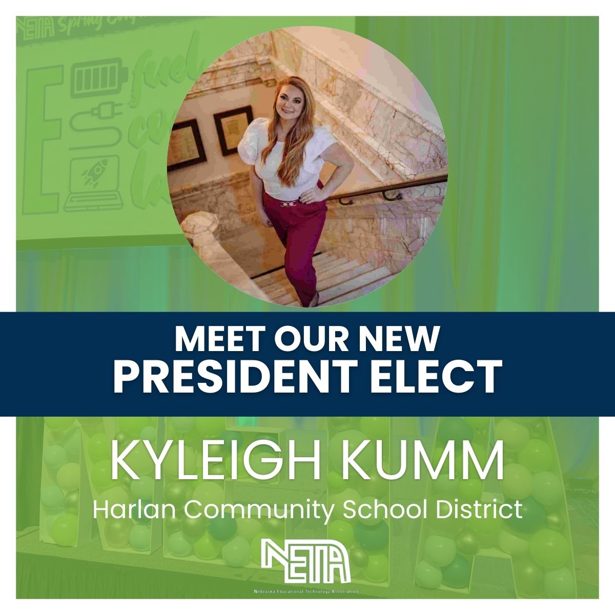 The #yourNETA Leadership would like to congratulate Kyleigh Kumm on her role as this year's President Elect! We know she will do a great job continuing to serve our membership!