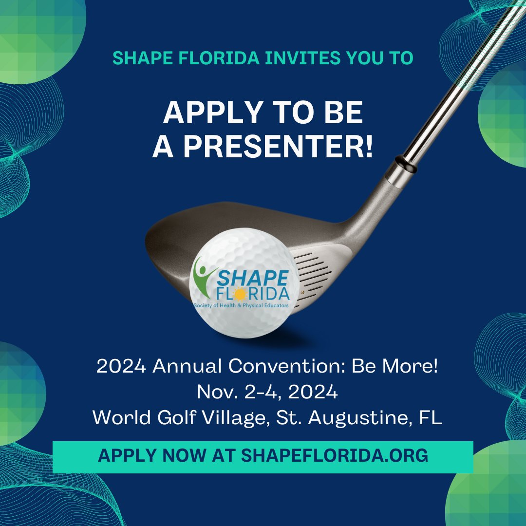 We're thrilled to announce that the call for presenters is officially OPEN for the SHAPE Florida Annual Convention! Let's come together to inspire, educate, and shape a healthier, more active future. Apply today athttps://tinyurl.com/3z2saft5