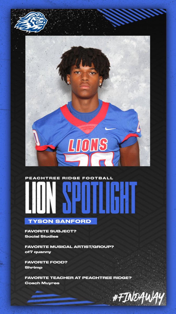 Get to know your Lion Football Team!!! #LionSpotlight #FindAWay 🚨🦁🚨🦁 @Tyson_J_Sanford