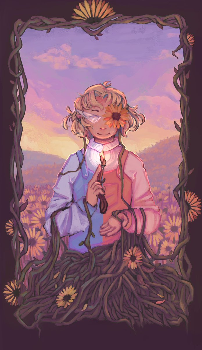 my art for the Ace of Wands card in the mcsr tarot project, ft. @he1ian ! - #mcsrtarot