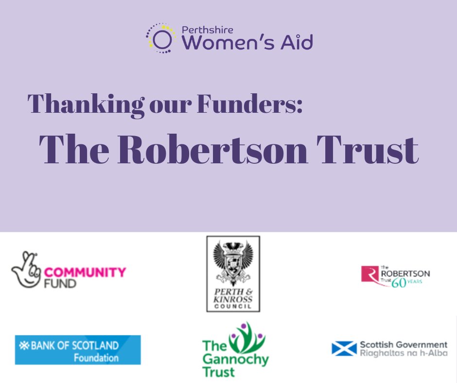 Funding received from @RobertsonTrust , enables us to provide specialist emotional and practical support to women experiencing or recovering from domestic abuse in the more remote areas of Perthshire.