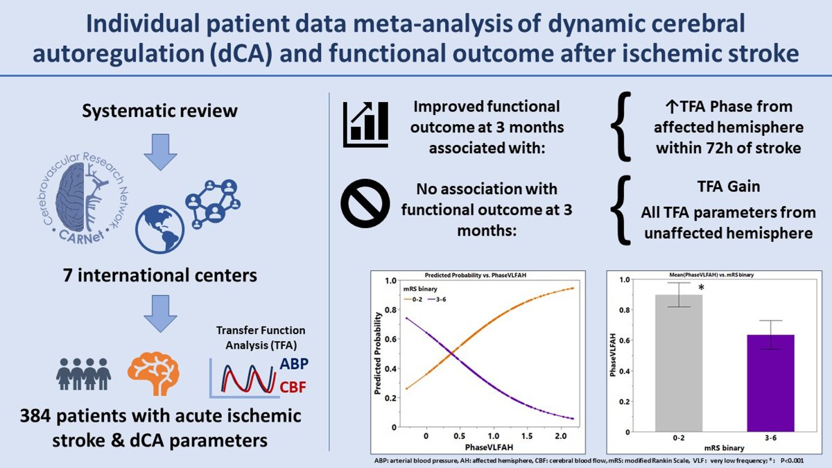 #STROKE Dynamic cerebral #autoregulation parameters in the early phase of acute ischemic stroke may help predict functional outcome: Individual patient data #MetaAnalysis #INFOMATAS collaboration ahajournals.org/doi/10.1161/ST… @Pat_Brassard @arob888 @DrJMinhas @Sam_CBarnes @lbeishon