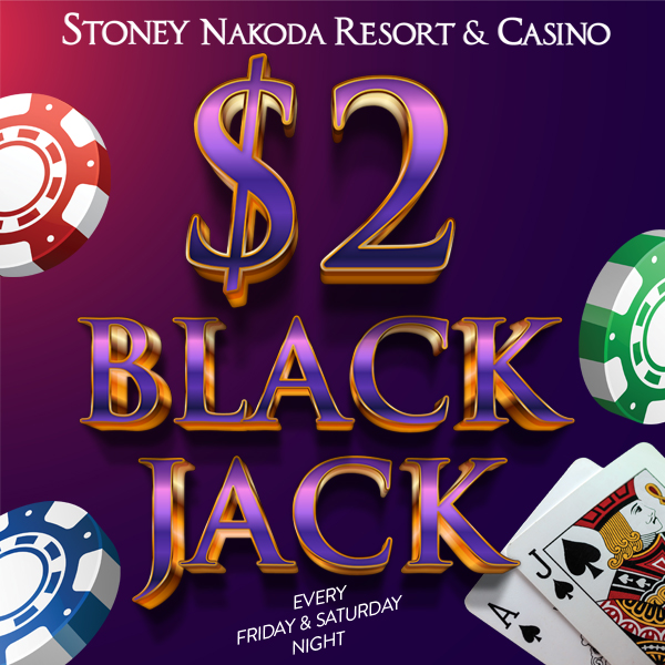 ♠️ ♣️ Join us TONIGHT and every Friday & Saturday night for $2 Blackjack in the main pit! #blackjack #fridaynights #saturdaynights #albertacasino #canada #calgary #yyc #canmore #kananaskis #kananaskiscountry #explorekananaskis #mountains #stoneynakoda #stoneynakodaresortandcasino