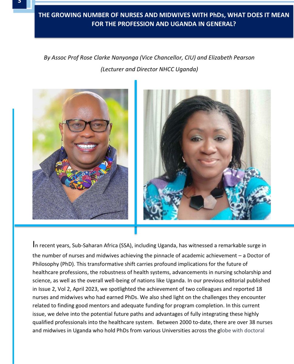 I'm thrilled about this edition of the Nurses & Midwives (NM) newsletter from the NM Leaders Think tank! We're highlighting more NM professionals with PhDs, and wrapping up our inspiring inclusion stories with insights from two leaders. @CIUuga @Museene11 issuu.com/nmltt/docs/iss…